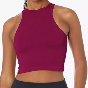 NEW CALVIN KLEIN Athleisure Active Gym Workout Crop Tank Top Sports Bra Red XS